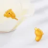 Boucles d'oreilles à tige en or jaune pur 24 carats pour femmes, 999 pieds