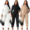 Pants Office Lady Two Piece Set Women Fall Clothes 2022 Långärmad Ruched Crop Top and Pants Suits Business Workwear Matching Set