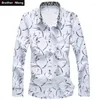 Mannen Casual Shirts 2023 Shirt Grote Maat Business Leisure Print Lange Mouw Slanke Mannelijke Merk 5XL 6XL 7XL