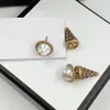 Fashion Pearl Ice Cream Earrings Stud Classic Letter Charm Pendant Earring High Quality Copper Eardrop For Women Female Lady Luxur289n