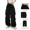 Y2k Cargo pantalon femmes Streetwear décontracté jambe large Harajuku Vintage solide Baggy pantalon droit dames surdimensionné pantalons de survêtement 231229