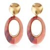 Dangle Earrings European And American Fashion Big Personality Oval Acrylic Hollow Long Temperament Simple Acetate