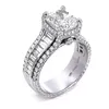 チョウコンユニークな結婚指輪豪華なジュエリー925スターリングシルバークッション形状ホワイトトパーズczダイヤモンドジェムストーンエターシティパーティーWom279z