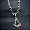 Pendant Necklaces Sier Tone Masonry Masonic Mason Stainless Steel Chain Necklace 230307 Drop Delivery Jewelry Pendants Dhcew