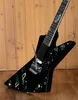 Rare Boris Dommenget Matthias Jabs Scorpions Galaxy Explorer Black Diamond Flying V Guitare électrique Floyd Rose Tremolo, Abalone Stars Planets Inlay