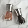 Moinhos de aço inoxidável moedor de sal e pimenta ajustável cerâmica mar moinho ferramentas cozinha entrega gota casa jardim jantar barra dh18m