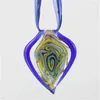 Pendentif Colliers Feuille multicolore Ruban 3D Fait à la main Murano Lampwork Verre Collier pour femme Chaîne de pull Bijoux de mariage Cadeaux de fête