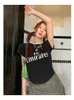 シャツhouzhou kpop y2kホワイトTシャツ女性クロップトップヒッピーハルクヴィンテージストリートウェアドローストリング半袖ティー新しい女性