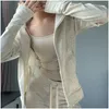 여자 후드 봄과 가을 여성 긴 소매 후드 지퍼 탑 섹시한 단단한 두꺼운 스웨트 셔츠 코트