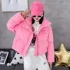 Damen Trenchcoats Herbst Winter Frauen Warm Kurz Daunen Baumwolle Gefüttert Mantel Lässig Koreanisch Stehkragen Parkas Oberbekleidung Blau Grün Weiß