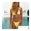 Kvinnors badkläder Kvinnor Bikinis Swimsuit Set For Women Triangle Bathing Sy Tie String Thong Swumsuit Woman Bikini Drop Delivery AP DH6CD