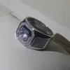 Mode 10kt vitt guldfylld ädelsten zirkon diamantring för män vintage smycken cz anel masculino engagemang bröllop band ring280m