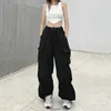 Y2k Cargo pantalon femmes Streetwear décontracté jambe large Harajuku Vintage solide Baggy pantalon droit dames surdimensionné pantalons de survêtement 231229