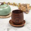 Potes de café estilo japonês log copo de madeira grande barriga saquê madeira maciça retro isolado conjunto de chá bebendo 150ml