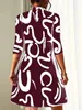 Oregelbunden geometrisk tryckt klänning Kvinnors långärmade O-Neck Dress Autumn Fashion Casual Simple A-Line Mini Dress 231230