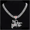 Pendentif Colliers Hip Hop Glacé Bling Cristal Chaînes Cubaines Pas De Collier D'amour Pendentifs Pour Hommes Et Femmes Coeur Brisé Déclaration Jewe Dhkcs