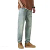 Novo jeans cimento amarelo primavera/verão masculino japonês retrô pippy bonito simples e solto casual jeans reto