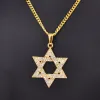 Je Magen -stjärna av David Necklace Men/Women Bat Mitzvah Gift Israel Judaica Hebrew 14k Yellow Gold Jewelry Hanukkah Pendant Golden Color