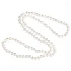 Kedjor Pure White Long Pearls Halsband 8mm Storlek för förtrollad syntetisk skal 36 -tums Party Wedding Presents H870