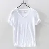 メンズTシャツメンTシャツ薄ティーサマーvネック通気性軽量短袖の底のためのライトウェイトの固体色
