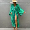 Women's Swimwear 2023 Casual Summer Women Beach Style Shirts Blouses Swimwears Cover-Ups Print Sunscreen Kimono Cardigan Long Tops