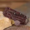 Bangle Bracelets for women 4MM Natural Stone 3 Strands Wrap Bracelets Multilayer Boho Leather Bracelet Handmade Jewelry Dropship