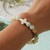 Braccialetti con ciondoli YASTYT Pietra semipreziosa pura per le donne Delicata strutturata lucida croce naturale fatta a mano Femme