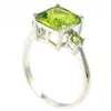 Klusterringar 925 Solid Sterling Silver Ring Golden Citrine Green Peridot London Blue Topaz Rhodolite Garnet Ladies Present