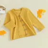 Jackets Toddler Baby Girl Boy Knitted Cardigan Coat Solid Color V-Neck Knit Crochet Button Sweater Fall Winter Jacket Clothes