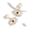 Stud Evil Eyes Drop Boucles d'oreilles pour femmes filles cadeau mode acrylique cristal strass perle déclaration Dangles fête de mariage glacé Dhujj