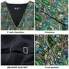 Blazers Hitie Green Paisley Novely Silk Men Slim Waistcoat slips Set For Suit Dress Wedding 4pcs Vest Slipsan Hanky ​​Cufflink Set