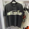 hellstar tshirt mens designer t shirts Graphic Tee Clothing Clothes Hipster Washed Fabric Street Graffiti Lettering Foil Print Vintage Black Loo