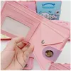 Geldbörse Kawaii Pink White Melody Cinnamo Roll Pu Girl Süße weiche Accessoires Geldbörse mit großer Kapazität Drop Delivery Baby Kinder Mutterschaft Dhora