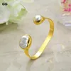 Bangle GuaiGuai Jewelry 15x21MM Natural White Baroque Keshi Pearl Gold Color Plated Bangle Bracelet