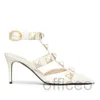 Designer High Heels Dress Shoes Ankel Strap Roman Studs Svart Naken Strip med Rivets Women's Stiletto Block Heel 60 80 100 MM Pointed Open Toe