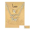 Hanger Kettingen 3 Stuks 12 Sterrenbeeld Ketting Astrologie Horoscoop Oud Engels Sterrenbeeld Sieraden Met Mes Kaart Voor Vrouwen Meisjes Dhf0J