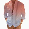 Chemises décontractées pour hommes Chemise à col montant pour hommes Chemise à manches longues Blouse ample Boutonné Tops