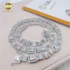 مجوهرات الهيب هوب المخصصة 10 مم VVS Emerald Cut Moissanite Necklace 925 Silver Cuban Rink Stain