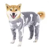 Dog Apparel Pet Jumpsuit Printing One Piece High Elasticity Soft Comfortable Keep Warm Flannel Bone Pattern Velvet Pajamas For Indoor