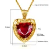 Szjinao Gold Red Ruby Heart Halsband för kvinnor med sten 15*15mm viktoriansk hänge kungliga lyxsmycken handgjorda högkvalitativa 231229