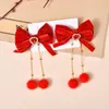 Hair Accessories Baby Circles Pins Red Bow Ornament Christmas Year Korean Clips For Women Girls