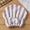 Towel Wearable Coral Fleece Hair Care Cap Color-block Stripe Strong Absorbent Dry Soft Double-layer Thickened Headscarf