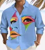 Men's Casual Shirts Clown Mask Printed Shirt Sport Breathable Undershirt Summer Lapel Cardigan Street Fashion Top