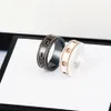 Ceramic Band Ring Double Letter Jewelry for Women Mens Black and White Gold Bilateral Hollow G Rings Fashion Online Celebrity Coup278p