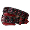 Mens Retro Wtern Cowboy Bling Light Siam Rhintone Belt Pumkin Studded Belt med anpassad avtagbar skalle BUCKLE9632147