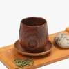 Potes de café estilo japonês log copo de madeira grande barriga saquê madeira maciça retro isolado conjunto de chá bebendo 150ml