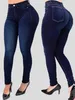 Jeans para mujer Tendencia de la calle Color sólido Highwaist Stretch Slimfit Denim Pantalones que forman las mujeres de cintura alta Vintage 231229