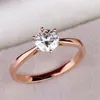 High quality never fade Women girls Sterling silver S925 CZ 18K rose gold diamond wedding engagement rings Anillo big large stone 2524