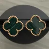 Projektantka Clover Studs kolczyka Vintage Four Leaf Clover Clover Charm Kolczyki z tyłu matki perłowej ze stali nierdzewnej złote stadiki agat dla kobiet biżuteria ślubna Prezent Dobry