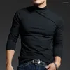 T-shirts pour hommes Mode Hommes Basic Bottoming Sports T-shirt Automne Hiver Vêtements Demi Col Haut Solide Skinny Streetwear Tops à manches longues